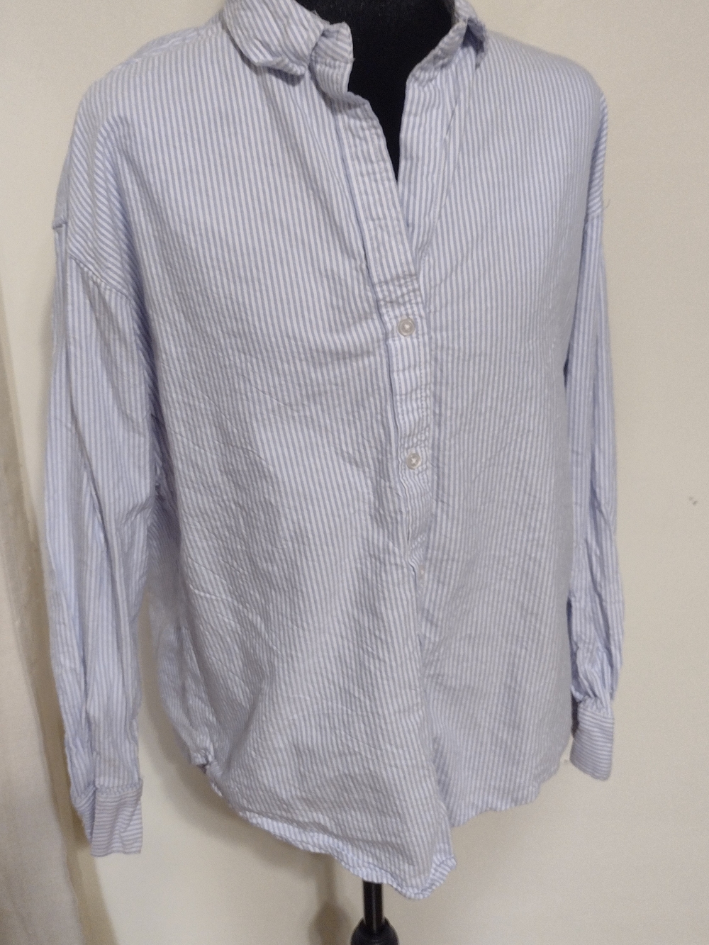 Women's Light Blue Striped Button-Down Shirt